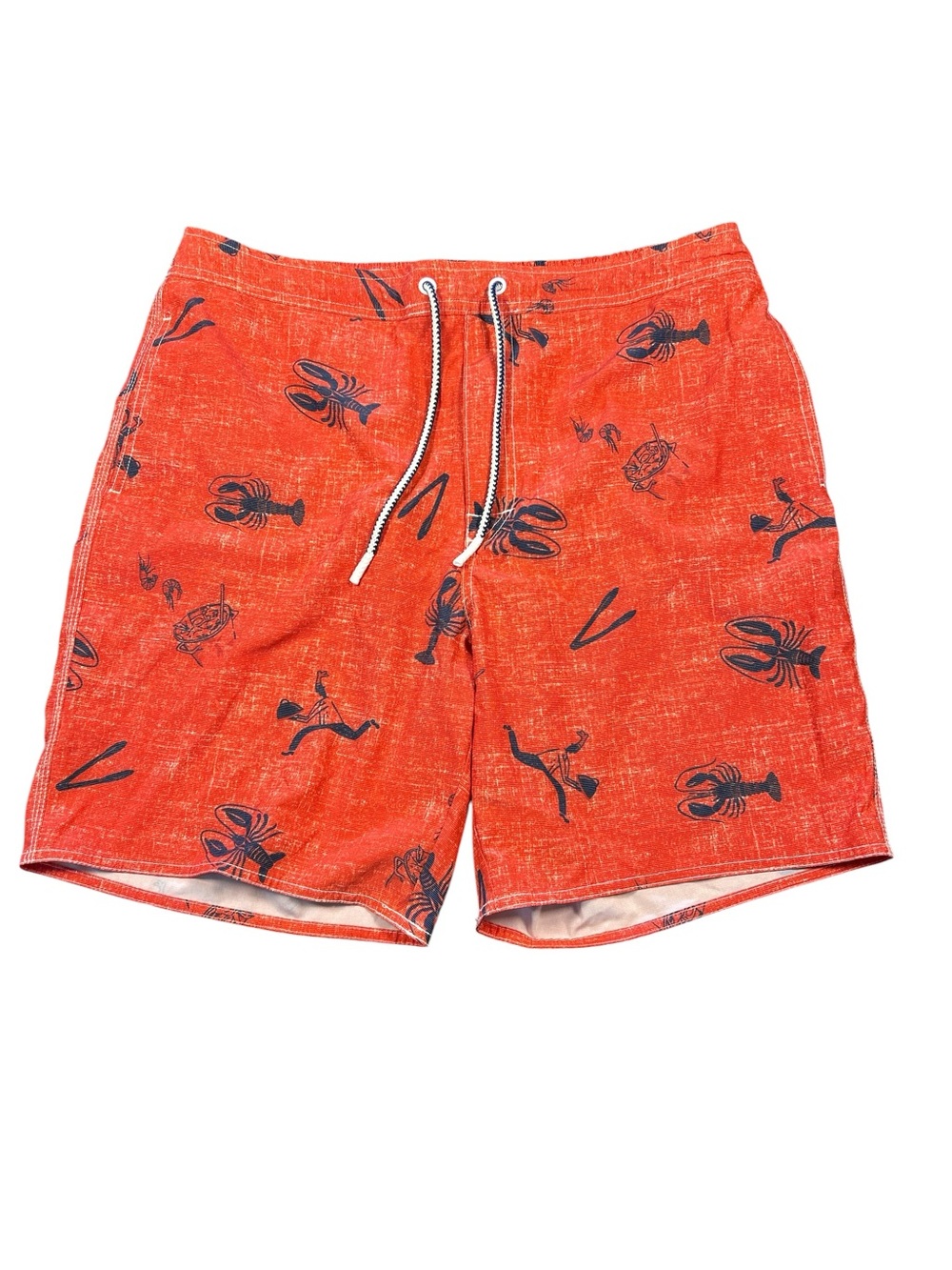 Johnnie-O Size XL Red Lobster Print Lined Swim‎ Trunks EUC